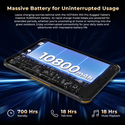 HOTWAV R10 Pro Rugged Tablet 10800mAh Massive Battery 10.1'' HD+ Display Pad Android 14 8GB 256GB 13MP 4G Global Tablet PC