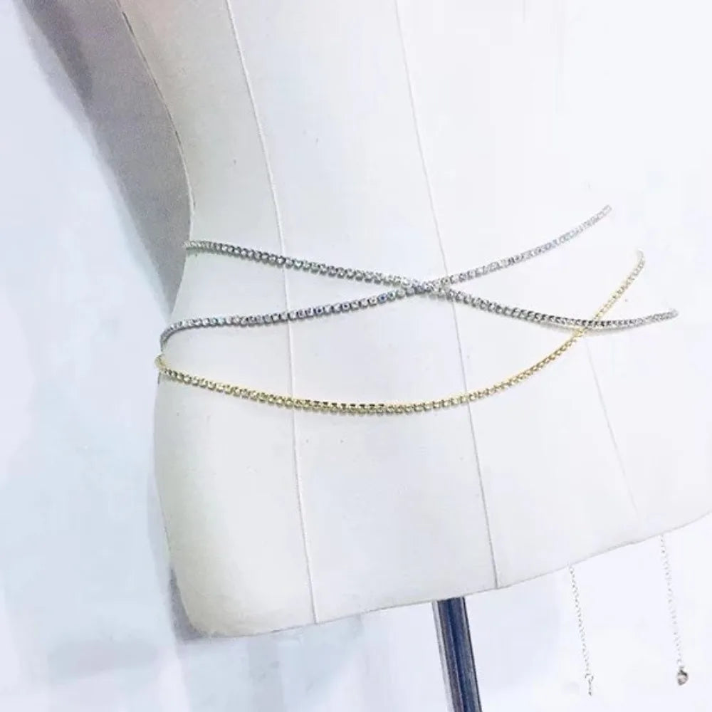 Sexy Fashion Shiny Water Drill Claw Chain Waist Chain for Women Summer Bikini  Belly Dance Body Chain Jewelry Accessories Gifts