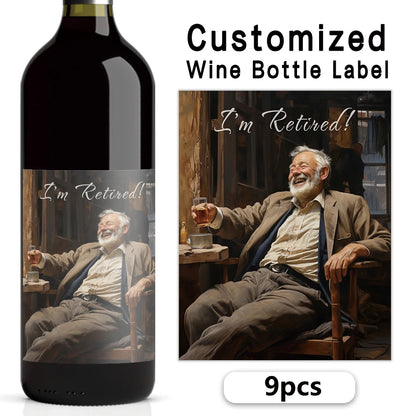 9pcs Customizable Father's Day Wine Label Set, Waterproof Bottle Stickers, Birthday Gift for Dad, Party Supplies