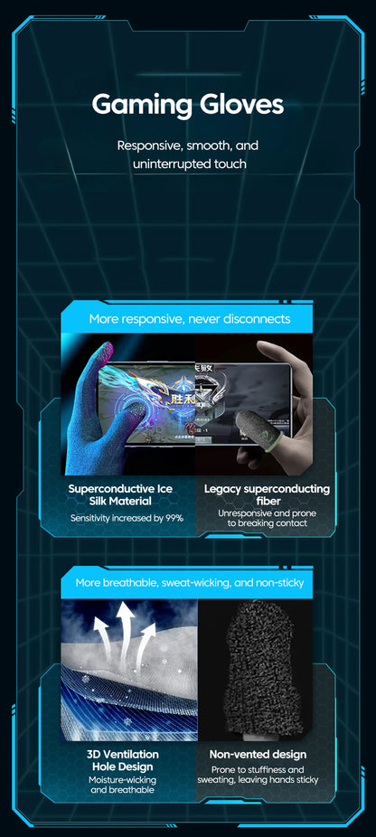 2/5 Fingers Gaming Gloves Breathable For Gamer Non-scratch Mobile Gaming Touch Gloves Gaming Accessories Comfortable Sweat Proof
