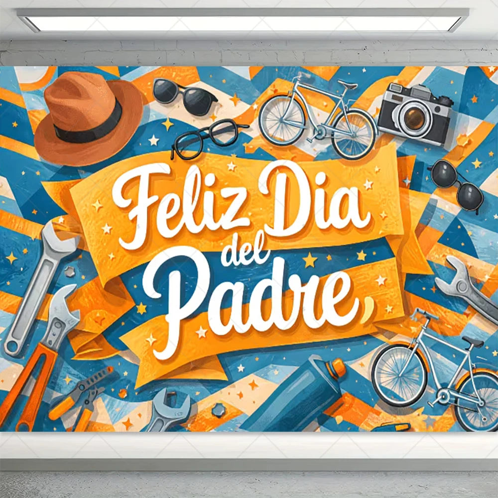 Spanish Happy Father's Day Decor Background I Love Dad Black Suit Tie Family Party Banner Photography Backdrop Supplies Props