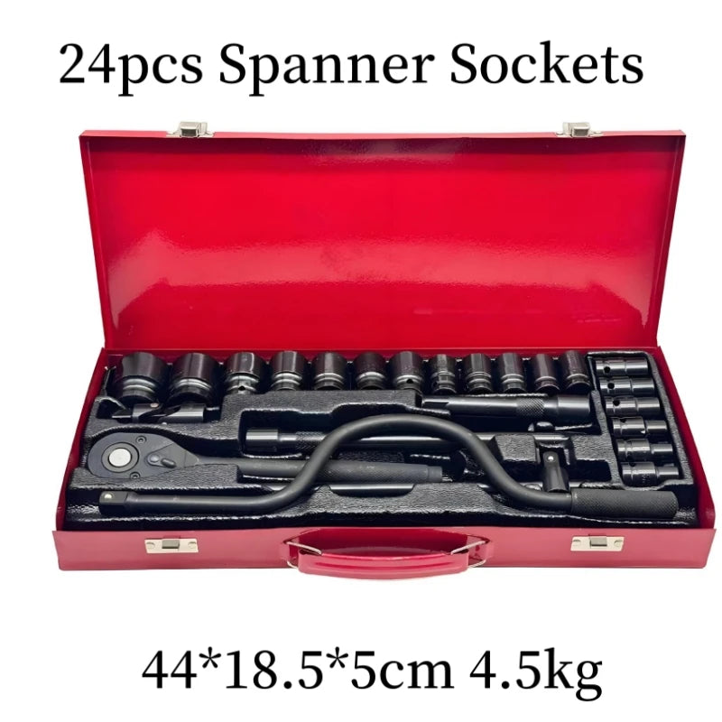 24 Pcs Automotive Machinery Maintenance Automotive Socket Wrench Toolbox Combination Hardware Set Repair Kit