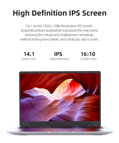 New 14.1" Laptop Computer Intel Core i7 9850H/Atom A3950 Windows 11 Notebook PC 12GB RAM 512GB 1TB M.2 SSD Office Study Computer