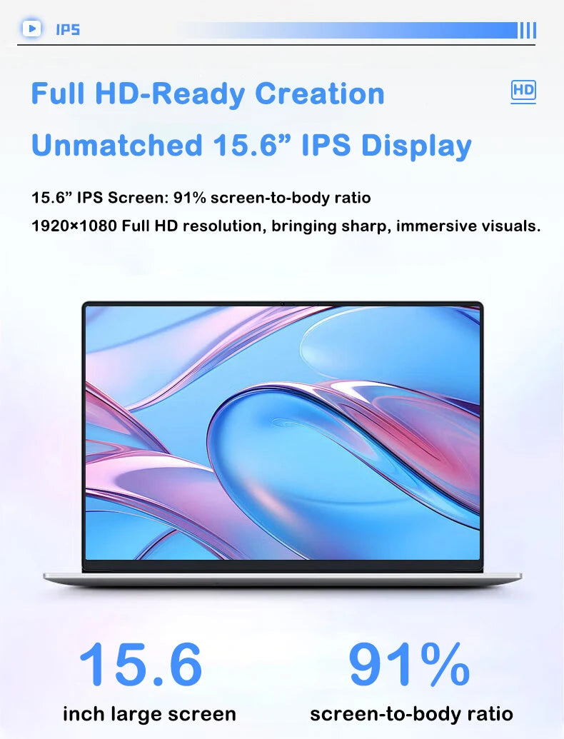 2026 New 15.6 Inch FHD Laptop Intel Core i7-8650U 32GB RAM 2TB SSD Windows 11 Pro Ultra Slim Gaming Office Study Notebook