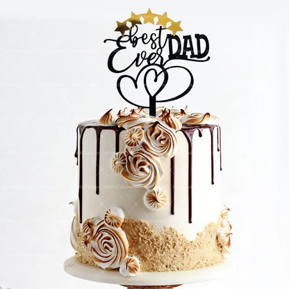 3pcs Acrylic Best Dad Ever Happy Father's Day Cake Toppers for Celebration Father's Day Dad's Birthday Party DIY Cake Decoration
