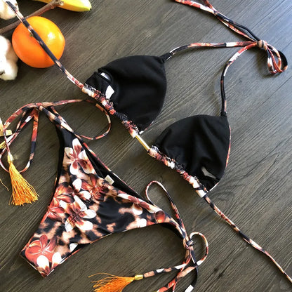 Women's Printed Bikini Beach Holiday Trio