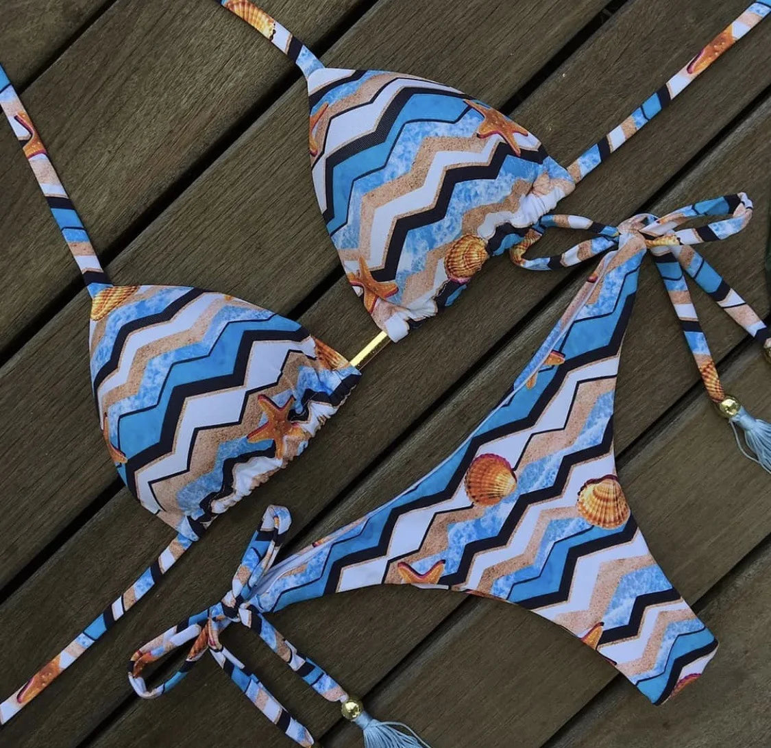 Women's Printed Bikini Beach Holiday Trio