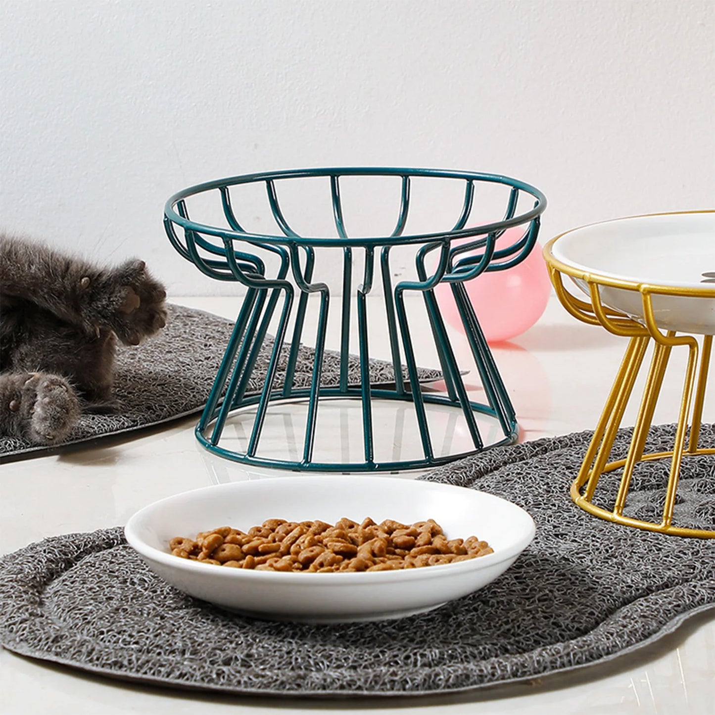 Pet ceramic bowl, tall cat food bowl, snack canister dish, cat food bowl with neck protection and anti-toppling function