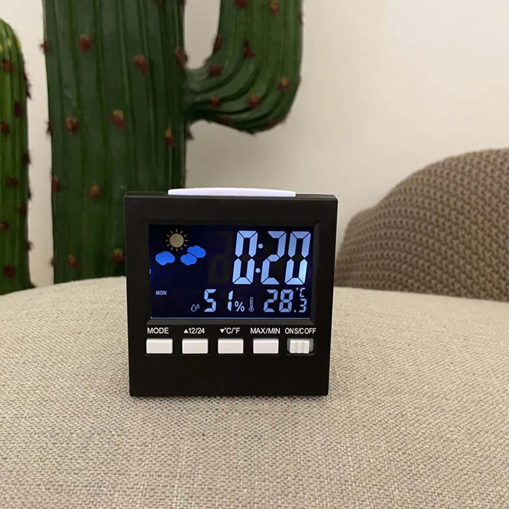 Electronic Alarm Clock with Backlit Thermometer and Hygrometer  Voice Controlled  Accurate Time and Temperature Reading