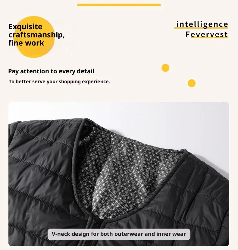 Smart Heating Cotton Jacket V-Neck Inner Wear 24 Zones Electric Thermal Insulation Clothes Motorcycle Riding Vest Heat Retention