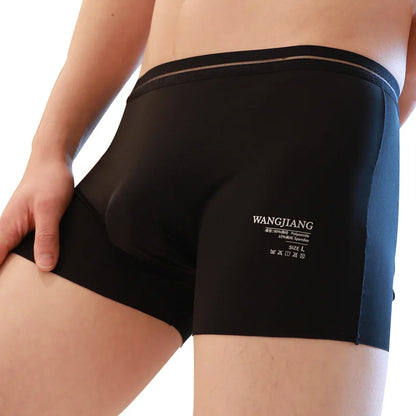 Fashion Men's Underwear Ice Silk Seamless Solid Color Ultra-thin Breathable Boxers for Male Lingerie Bikini Panties