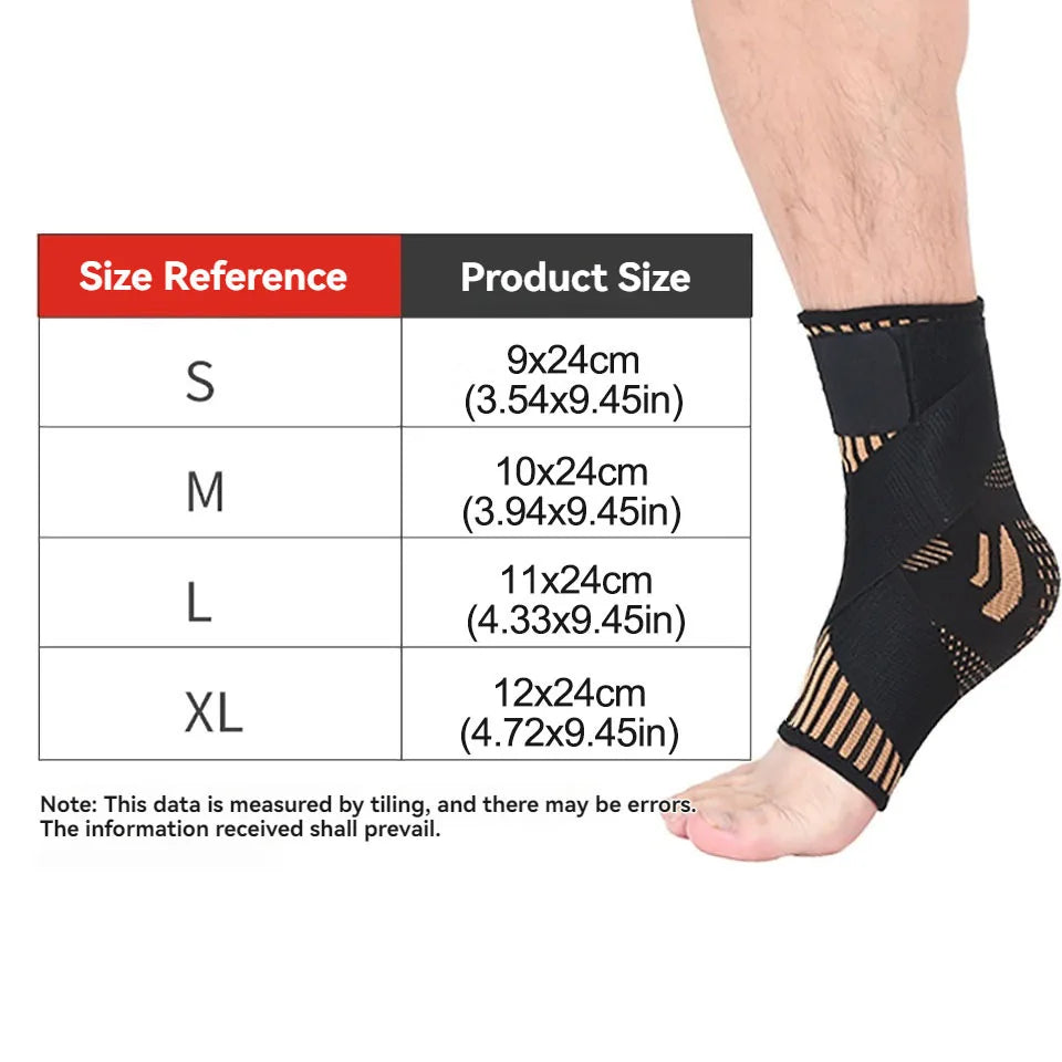 1Pcs Copper Ion Ankle Brace Adjustable Knitted Ankle Brace Compression Strap Fitness Cycling Running Copper Fiber Ankle Brace