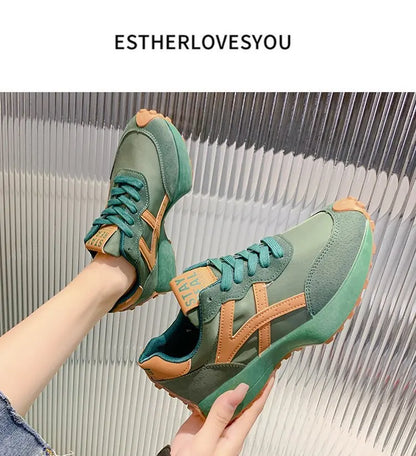 Sneakers Leather Platform Shoes New Fashion Women Leisure Light Anti-slip Green Running Luxury Shoe Fashion Designer Women Shoes