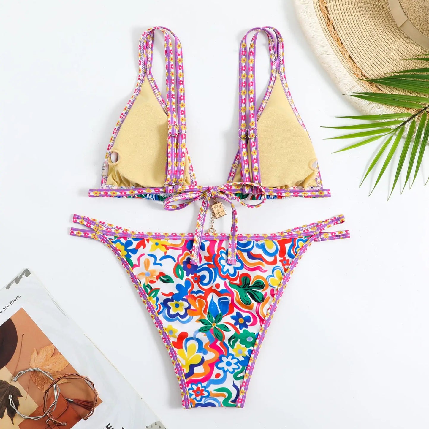 Swimming Suit for Women Bikini 2025 Sexy Boho Style Geometric Ethnic Print Swimsuit Beach Bathing Suit Thong Micro Swimwear