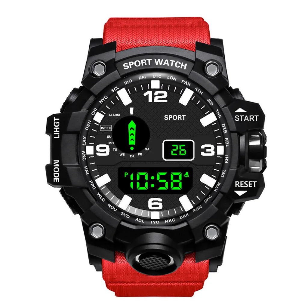 YIKAZE Sports Watch Men's LED Digital Watches Multifunction Military Clock Big Dial Waterproof Fitness Electronic Watch For Man