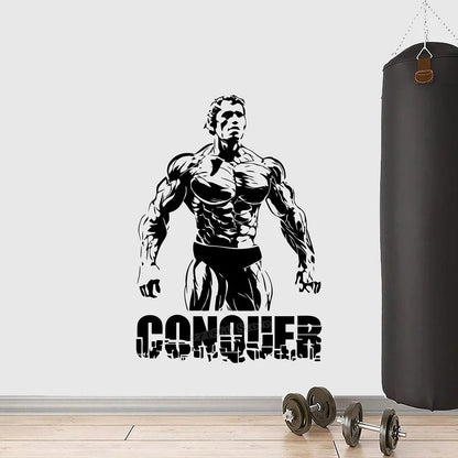 Conquer Arnold Schwarzenegger Wall Decal Vinyl Sticker Bodybuilding Gym Gifts Fitness Wall Sticker Gym DecorWorkout Sign B647