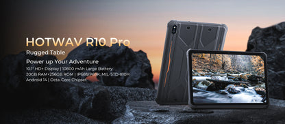 HOTWAV R10 Pro Rugged Tablet 10800mAh Massive Battery 10.1'' HD+ Display Pad Android 14 8GB 256GB 13MP 4G Global Tablet PC