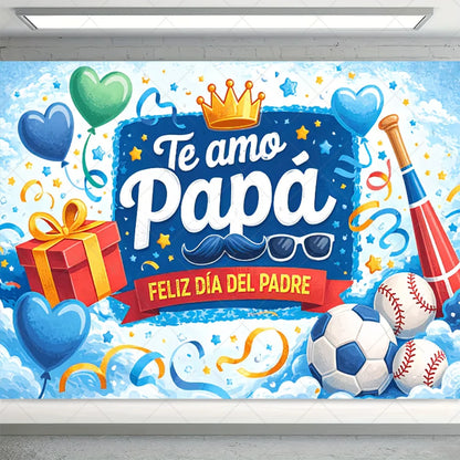 Spanish Happy Father's Day Decor Background I Love Dad Black Suit Tie Family Party Banner Photography Backdrop Supplies Props