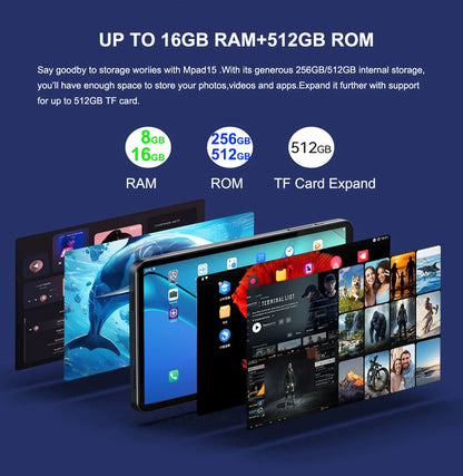 Mpad15 14 Inch Big Screen Android 15 Tablet PC 16gb+512GB Phone Call 5G WIFI Kids Pad tablet For Educational Online Class