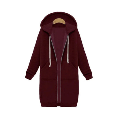 Solid Color Pocket Long Sweatshirt Coat