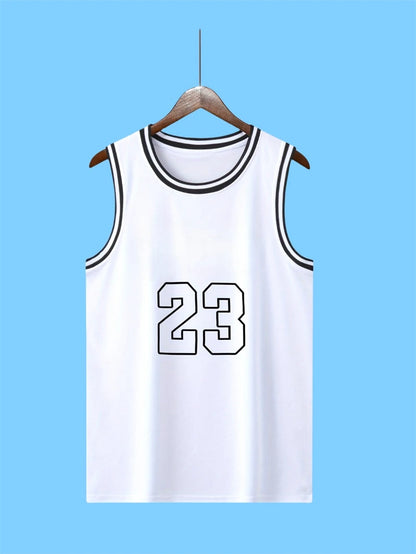 Simple Fashion No.23 Tank Tops For Men Summer Trendy Sleeveless 3D Printed Basketball Vest Casual Oversized Sports Fitness Tops