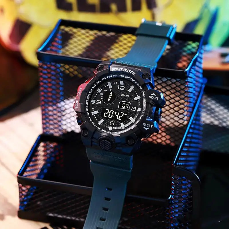 YIKAZE Sports Watch Men's LED Digital Watches Multifunction Military Clock Big Dial Waterproof Fitness Electronic Watch For Man