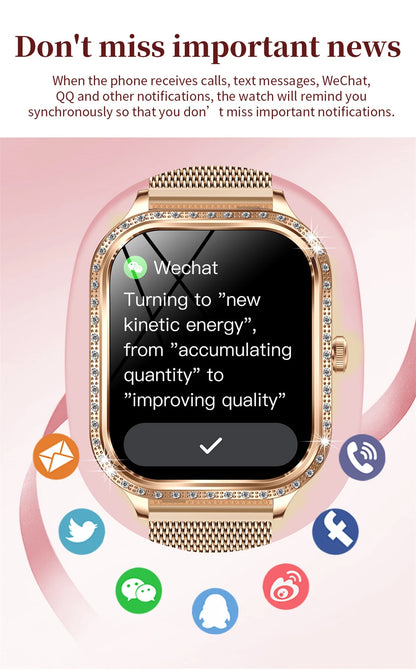 2026 Fashion Women Smart Watch Bluetooth Call Custom Watch Face Fitness Tracker IP68 Waterproof Smartwatch Woman for Android IOS