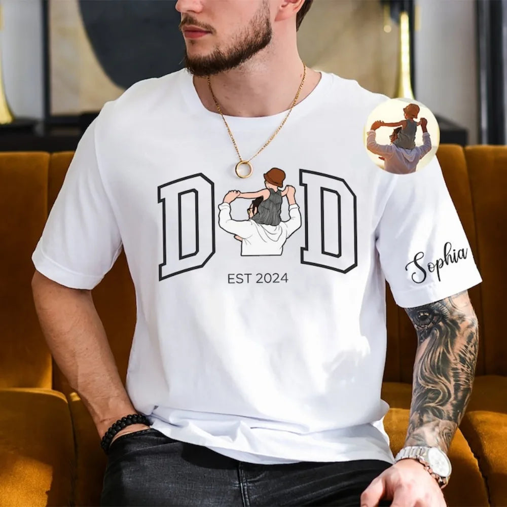 Custom Photo Shirt for Dad Father's Day Tshirt, Fathers Day Gifts Personalized Dad Portrait Shirt