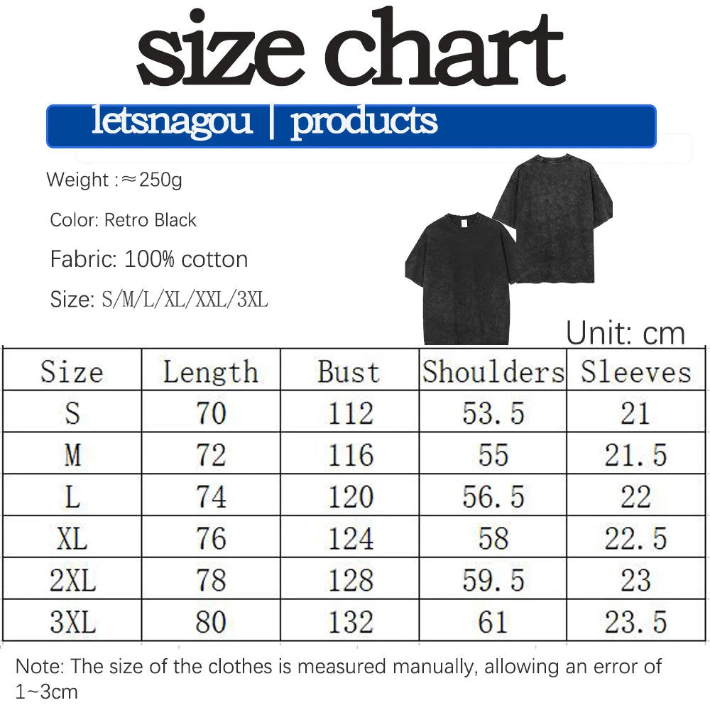 Hip Hop Men Streetwear T-Shirt Retro Vintage Washed Anime Graphic T Shirt Men Harajuku Cotton Casual Short Sleeve Tshirt Tops