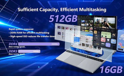 2026 LENO 15.6 Inch 4K HD Notebook Computer Intel i9 9900 Win11 16GB RAM 1TB SSD Ultra Thin Portable Gaming & Business Laptop