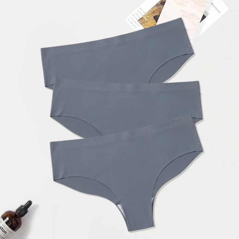 WarmSteps 3Pcs/Set Seamless Woman Panties Underwear Fitness Sports Women's Briefs Ice Silk Sexy Female Lingerie XXL Large Size