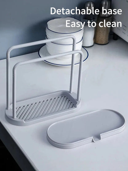 Kitchen Cloth Rack, Double-Layer Dishwashing Cloth Drain Rack, Sink Storage Rack, Countertop Sponge Steel Wire Ball Storage Rack