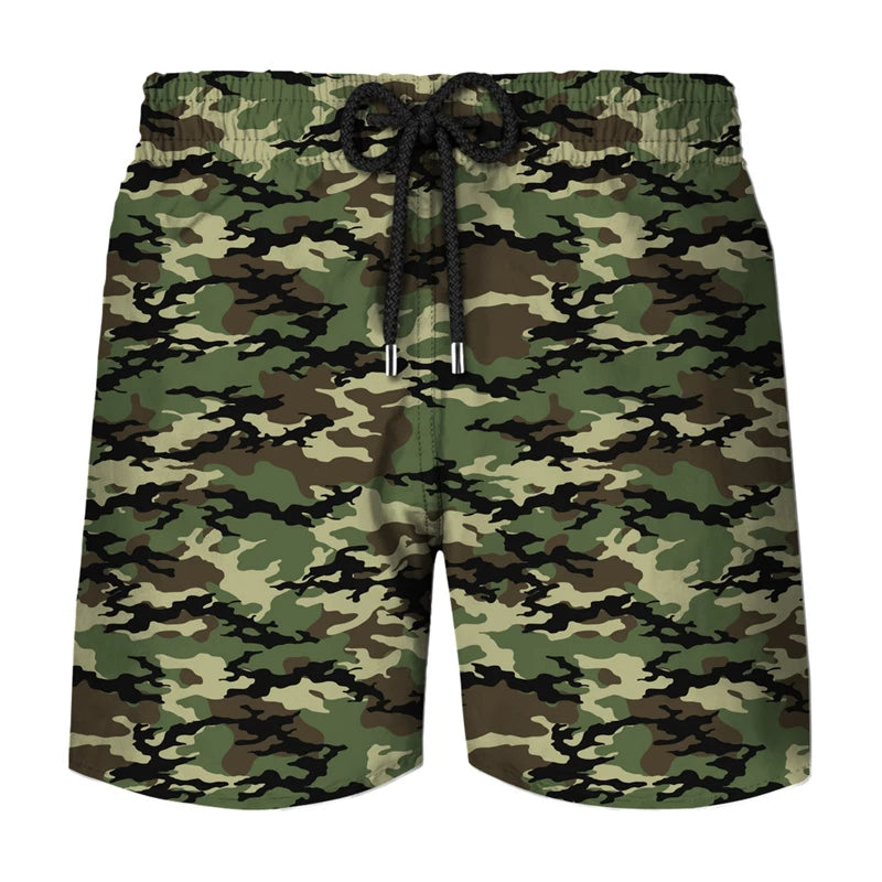 Camouflage Cosplay 3d Printed Sports Shorts For Men Outdoor Running Breathable Beach Shorts Loose Elastic Waistband Short Pants