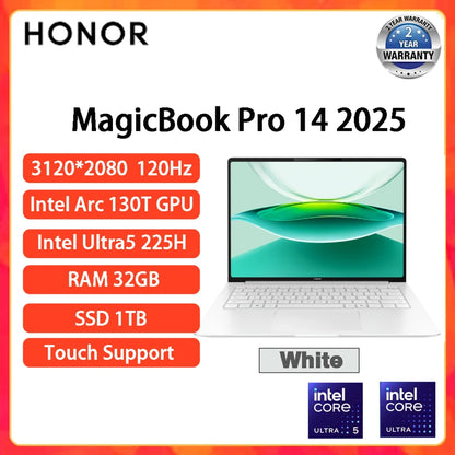 HONOR MagicBook Pro 14 Laptop Intel Core Ultra 5 225H 32GB 1TB 14.6" Inch 3.1K 120Hz Gamer Computer PC Notebook Ultrabook