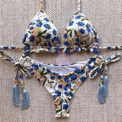 Women's Printed Bikini Beach Holiday Trio
