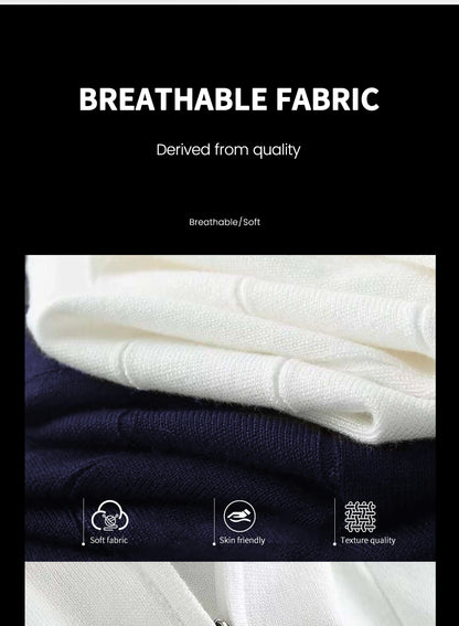 CH Men's Knitted Polo Shirt Half Zipper Lapel Short Sleeve Solid Color Casual Business Summer Breathable Top Tee