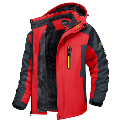 TACVASEN Men's Waterproof Ski Jacket Fleece Lining Warmth Parka Winter Snow Working Outdoors Hooded Coat Rain Shell Windbreaker