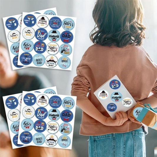 32/64/80Pcs Fathers Day Stickers Fathers Day Decorate Labels Card Envelope Seals Party Favor Gift Box ,Cookies Wrapping Decor
