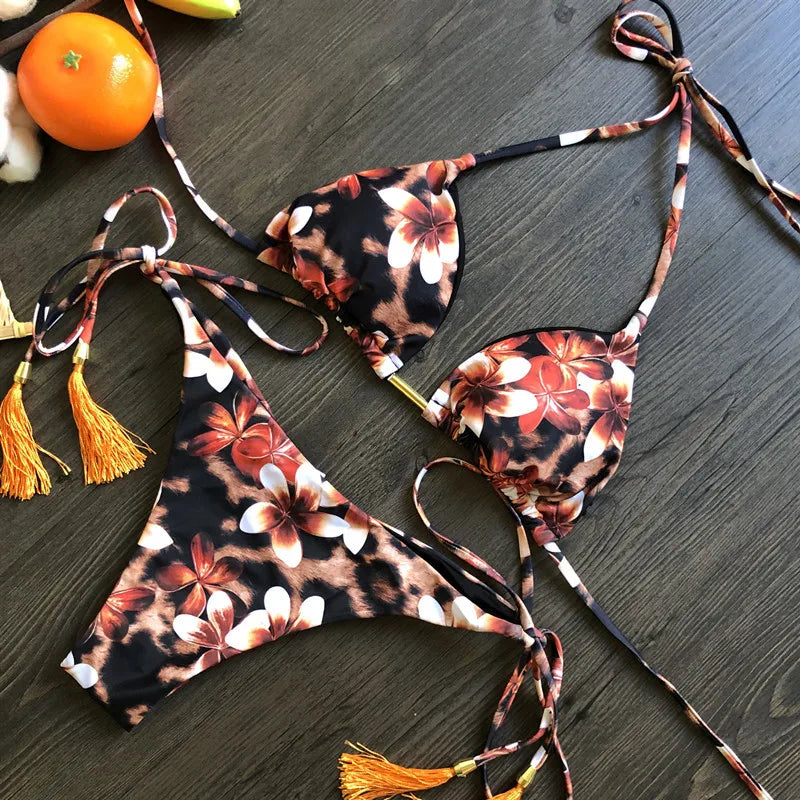 Women's Printed Bikini Beach Holiday Trio