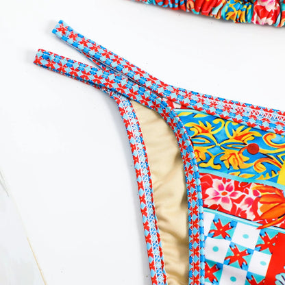 Swimming Suit for Women Bikini 2025 Sexy Boho Style Geometric Ethnic Print Swimsuit Beach Bathing Suit Thong Micro Swimwear