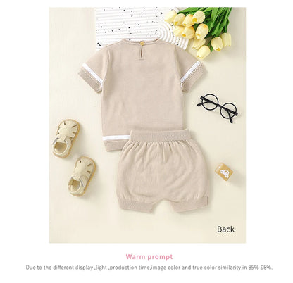 Baby Clothes Set Knitted Cotton Infant Tops +Pants Breathable Comfortable Newborn Boy Girl Pullover +Shorts Summer Fashion Solid