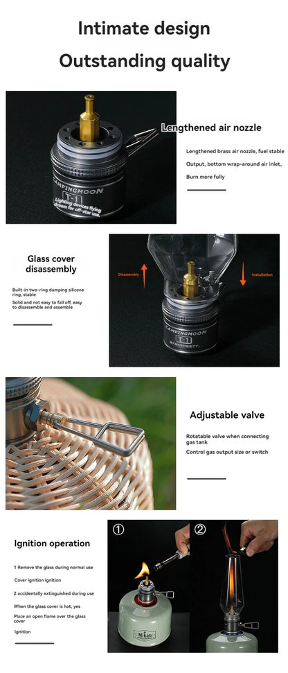 CAMPINGMOON T-1 Portable Outdoor Camping Light Gas Lighting Camping Lamp Tent Lamps camping gas lanterns