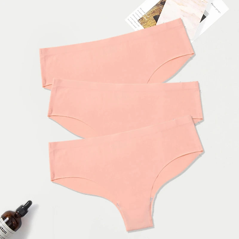 WarmSteps 3Pcs/Set Seamless Woman Panties Underwear Fitness Sports Women's Briefs Ice Silk Sexy Female Lingerie XXL Large Size