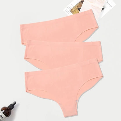 WarmSteps 3Pcs/Set Seamless Woman Panties Underwear Fitness Sports Women's Briefs Ice Silk Sexy Female Lingerie XXL Large Size