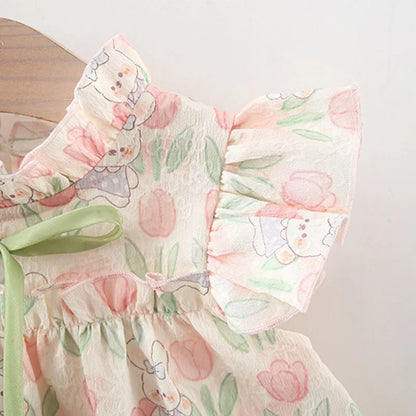 Summer New Baby Girl Dress Sweet Tulip Children'S Sleeveless Clothes (9 Months -4 Years Old)