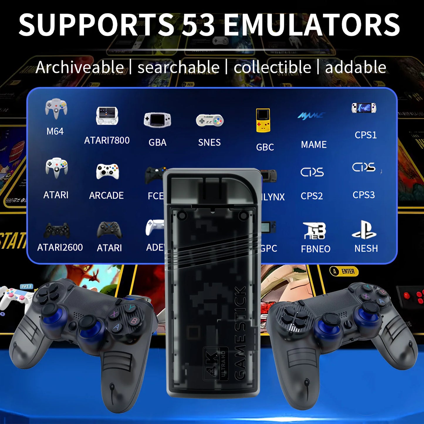 GS5mini Retro Game Console – 4K, Dual Wireless Controllers