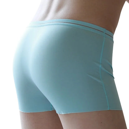 Fashion Men's Underwear Ice Silk Seamless Solid Color Ultra-thin Breathable Boxers for Male Lingerie Bikini Panties