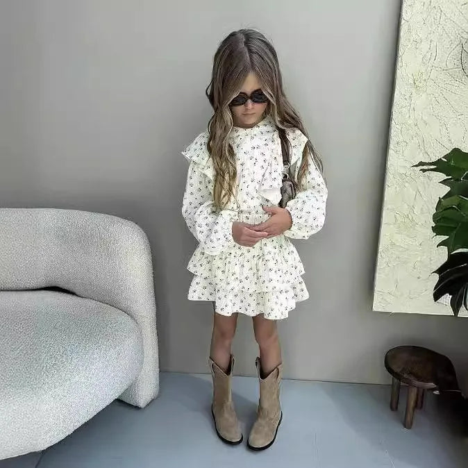 Floral Baby Girl 2-Piece Set – Blouse & Layered Skirt (2-7Y)