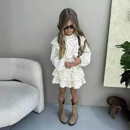 Floral Baby Girl 2-Piece Set – Blouse & Layered Skirt (2-7Y)