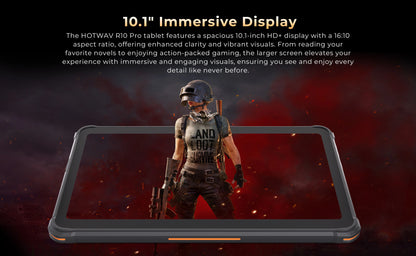 HOTWAV R10 Pro Rugged Tablet 10800mAh Massive Battery 10.1'' HD+ Display Pad Android 14 8GB 256GB 13MP 4G Global Tablet PC
